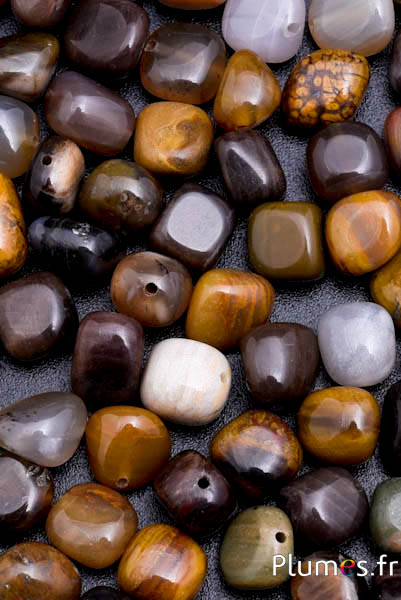 Perle in pietre - 10 mm, buco 1 mm - misto bruno